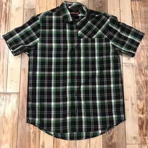 Tony Hawk Green and Black Plaid Shirt Size M